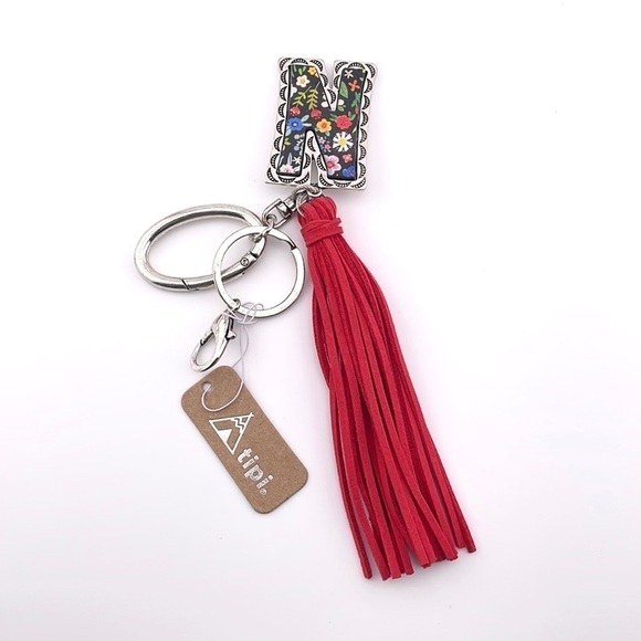 FLORAL MEADOWS 'N' INITIAL TASSEL KEYCHAIN - Picture 1 of 2